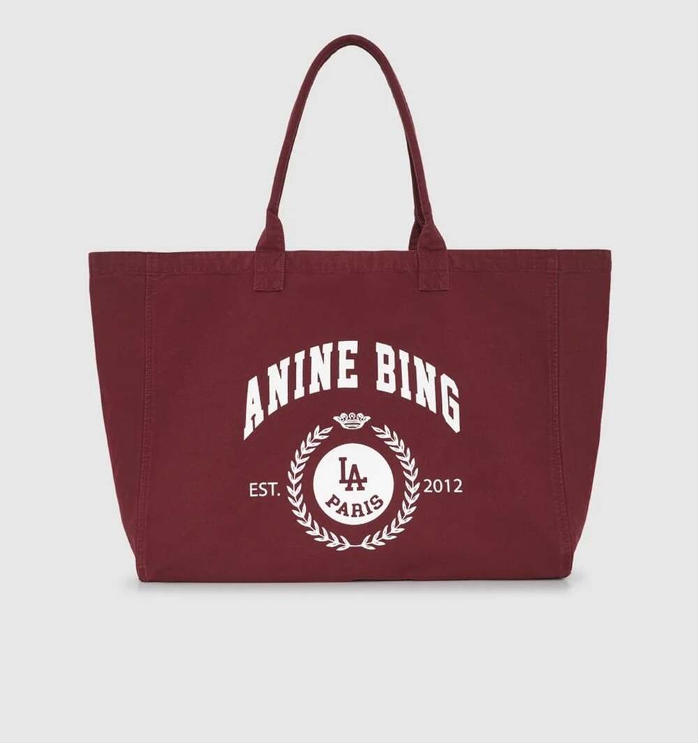 Anine Bing Leo Canvas Tote Collegiate - Fig
